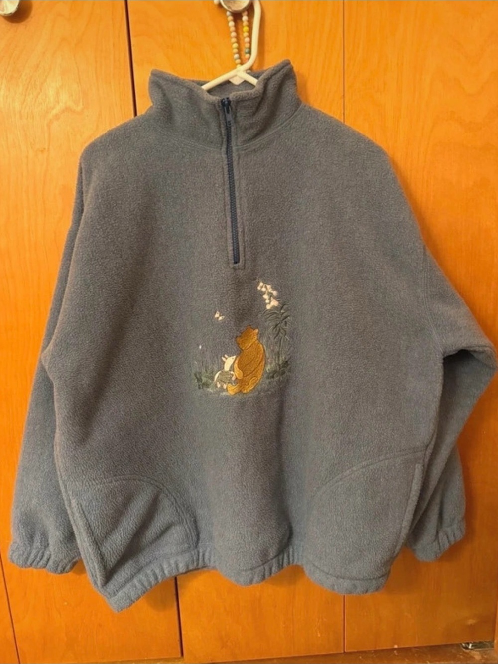 Vintage 90s Classic Pooh Embroidered Fleece Quarter-Zip Pullover XL